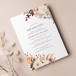 Invitation Remise des diplômes 2026 Fête de graduation floral