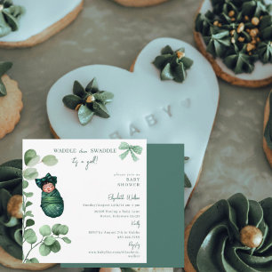 Invitation Remonter puis Swaddle C'est un Baby shower vert fi
