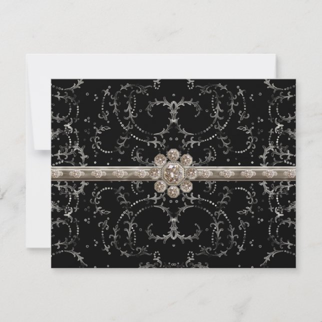 Invitation Remous octogonaux de diamant de Bling d'argent de (Devant)