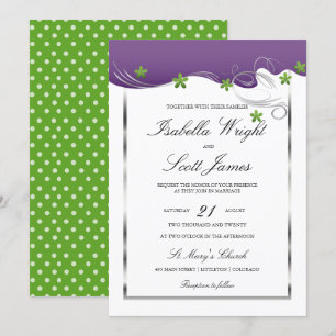 Invitation Remous pourpre et mariage vert de conception