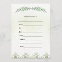 Remplir l'invitation de verdure de branche aquarel