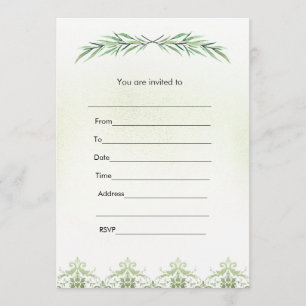 Invitation Remplir l'invitation de verdure de branche aquarel