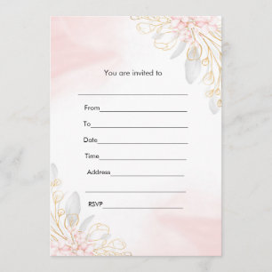 Invitation Remplir l'invitation floral aquarelle rose or