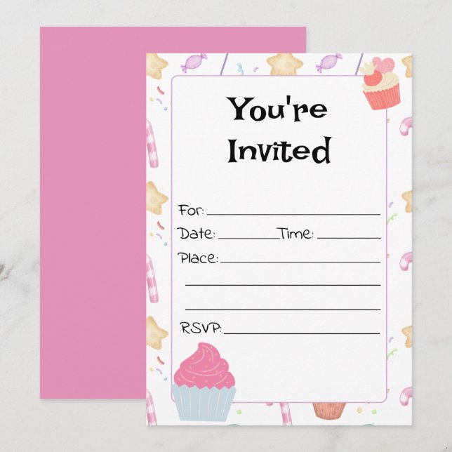 Invitation Remplissez L'Invitation D'Anniversaire Vierge (Devant / Derrière)