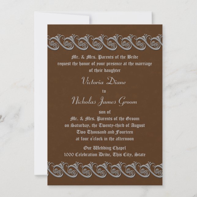 Invitation Renaissance Brown avec Mariage en eau douce (Devant)