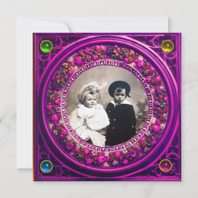 INVITATION RENAISSANCE FLORENTINE FRUITS ROSE NOIR DAMASK (Devant)