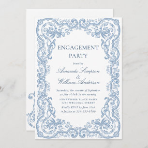 Invitation Renaissance Ornate Dusty Blue ENGAGEMENT PARTI