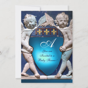 INVITATION RENAISSANCE PETITS ANGES SAPHIR BLEU MONOGRAMME