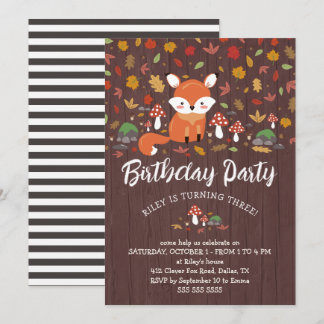 Invitation Renard d'automne Enfants Woodland fête d'anniversa