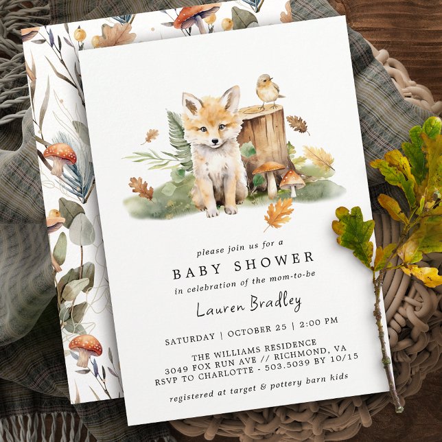 Invitation Renard d'eau de l'automne | Baby shower d'automne  (Créateur téléchargé)