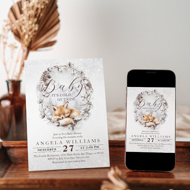 Invitation Renard des bois Froid en dehors du Baby shower d'h (Créateur téléchargé)