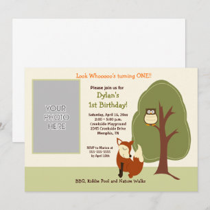 Invitation Renard et Chouette des bois *PHOTO* Anniversaire 5