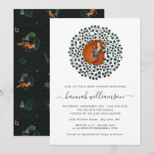 Invitation Renard et Lièvre des Bois Baby Shower Forestier
