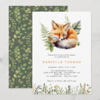 Renard forestier | Baby shower moderne neutre pour