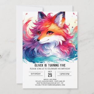 Invitation Renard moderne personnalisé Anniversaire