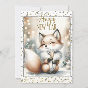 Invitation renard Nouvel An Noël personnalisée ava