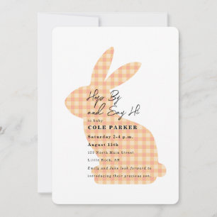 Invitation Rencontre et salutation Baby Shower Lapin Gingham