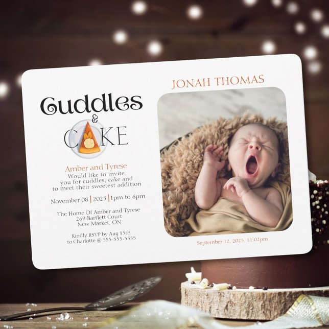 Invitation Rencontrez Le Bébé : Poussettes Douces Et Invitati (Cuddles and cake invitation to meet baby and share sweetness!)