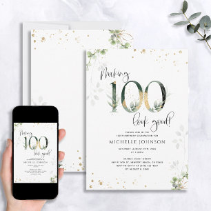 Invitation Rendre 100 apparence bon vert or botanique Anniver