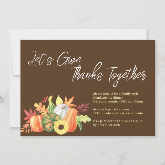 Invitation Rendre grâce ensemble Citrouille Thanksgiving (Devant)