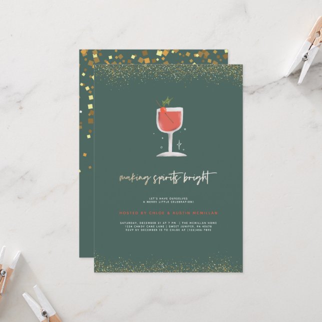 Invitation Rendre les esprits lumineux | Christmas Cocktail P (Devant/Arrière en situation)