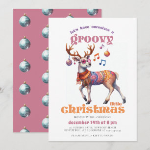 Invitation Renne Hippie Groovy Drôle Soirée Disco de Noël