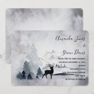 Invitation Rennes dans l'eau grise aquarelle mariage sauvage