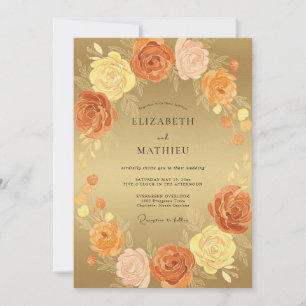 Invitation Renoncule Eucalyptus Or Ambré Mariage