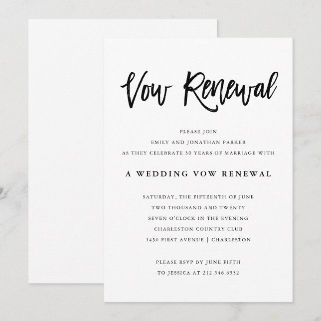 Invitation Renouveau de la vision moderne du Mariage noir et  (Devant / Derrière)