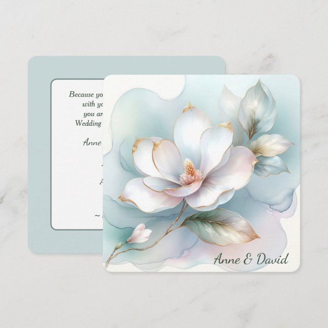 Invitation Renouveau de la Vow Mariage de la Fleur Magnolia b (Devant / Derrière)