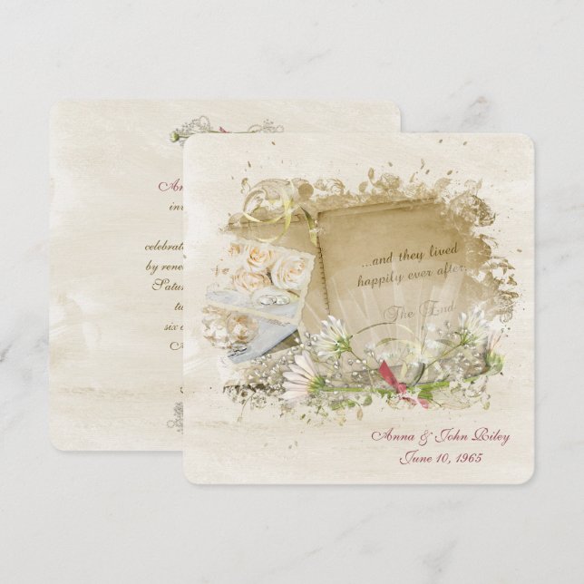 Invitation Renouveau du livre de Mariage à l'ancienne (Devant / Derrière)