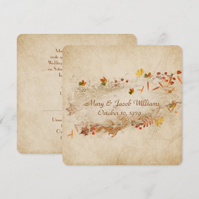 Invitation renouveau du voeu mariage d'automne (Devant / Derrière)