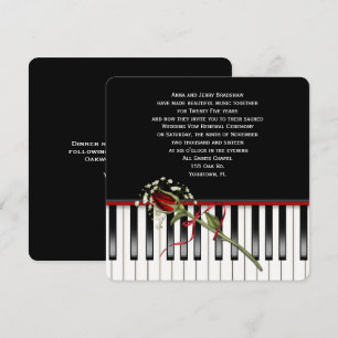 Invitation Renouveau Vow rose et Mariage de piano
