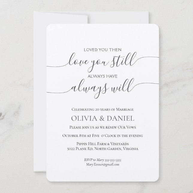 Invitation Renouveler Vows Mariage Anniversaire (Devant)