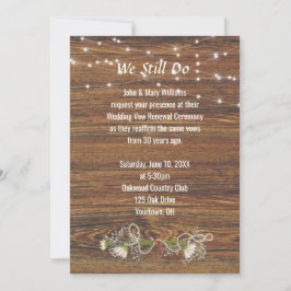 Invitation Renouvellement de la Vow en bois et en corde légèr