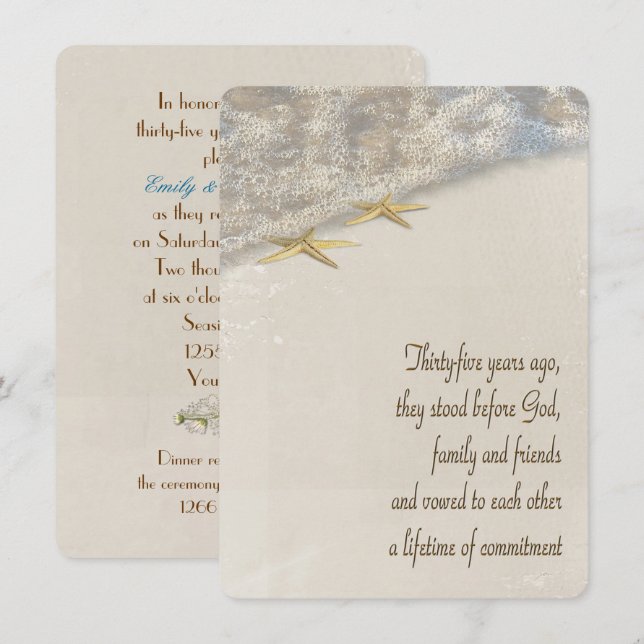 Invitation Renouvellement de la Vow étoile de mer pour le 35e (Devant / Derrière)