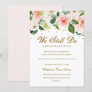 Invitation Renouvellement de Voeux à l'aquarelle Rose Or