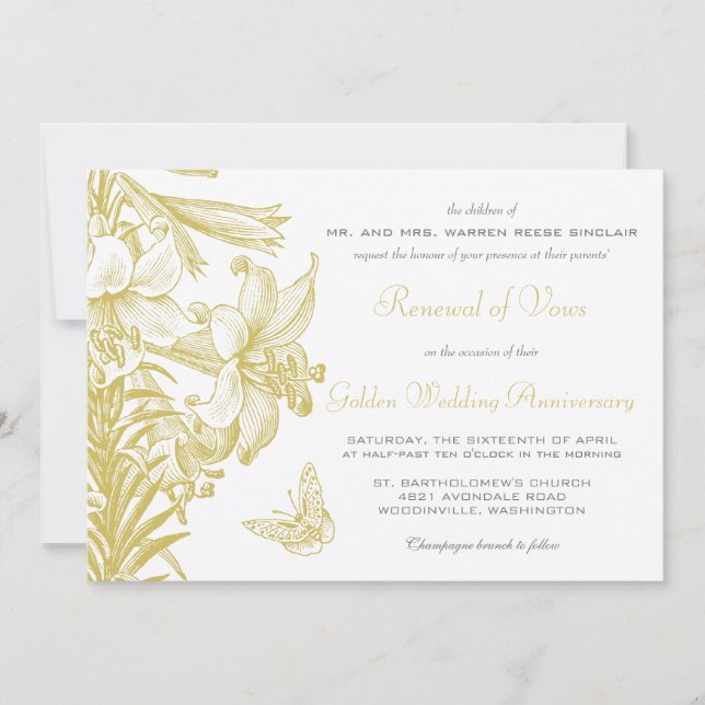 Invitation Renouvellement de Voeux Anniversaire de Mariage Ar (Devant)