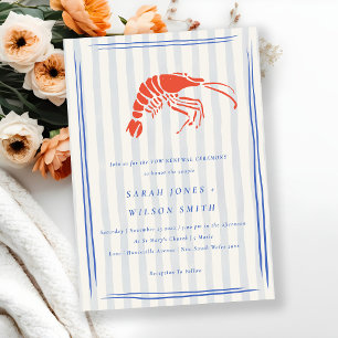 Invitation Renouvellement de Vœux au Thème Retro Rayé Rouge B