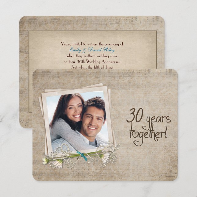 Invitation Renouvellement de vœux d'anniversaire de mariage 3 (Devant / Derrière)