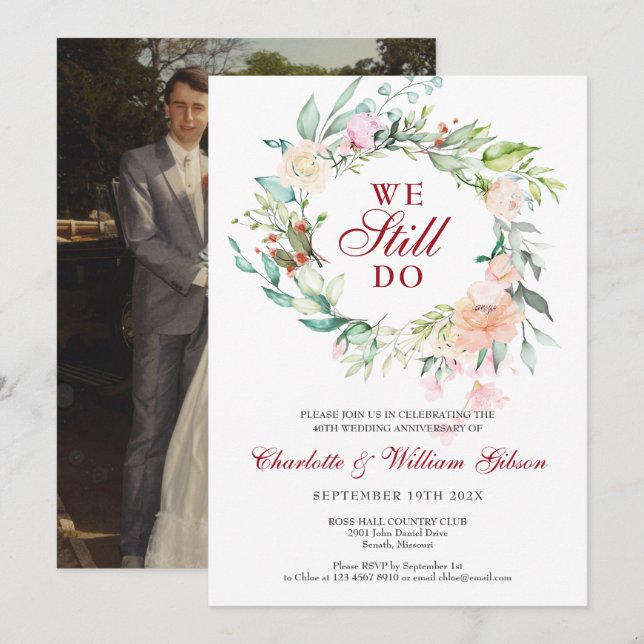 Invitation Renouvellement de vœux d'anniversaire de mariage d (Devant / Derrière)