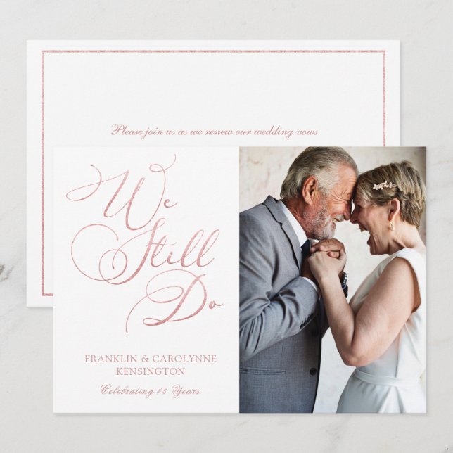 Invitation Renouvellement de Voeux de Mariage Anniversaire de (Devant / Derrière)