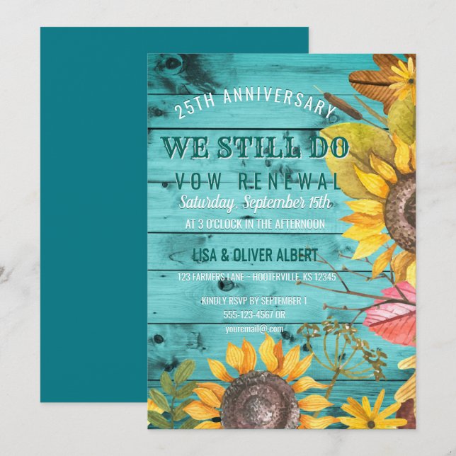 Invitation Renouvellement de vœux de mariage au milieu des to (Devant / Derrière)