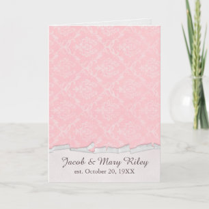Invitation Renouvellement de vœux de mariage en damas rose av