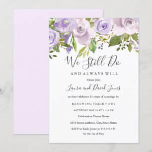 Invitation Renouvellement de vœux de mariage floral aquarelle