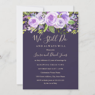 Invitation Renouvellement de Vœux de Mariage Floral Rose Lava