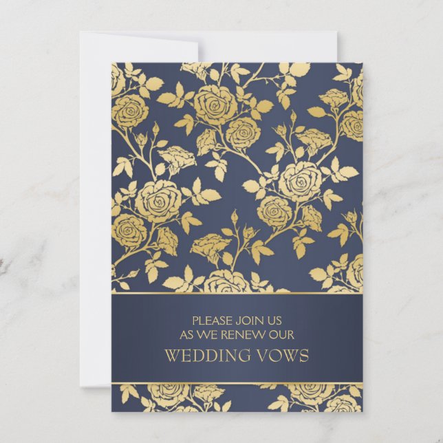 Invitation Renouvellement de vœux de mariage roses anglaises  (Devant)