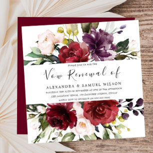 Invitation Renouvellement de vœux de rose rouge romantique de