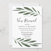 Renouvellement de Vœux Élégant aux Feuilles Vertes