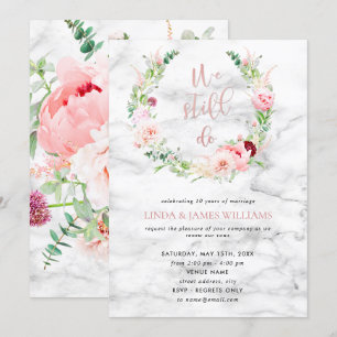 Invitation Renouvellement de Voeux Élégant Fleurs de Marbre O